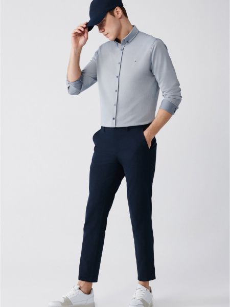 Chinos relaxed fit Avva modré