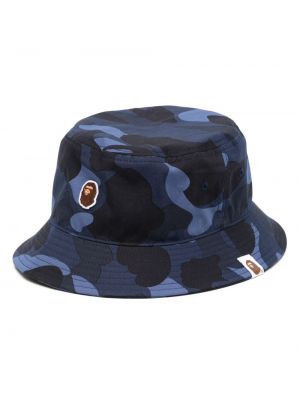 Maskáčový bavlněný klobouk s potiskem A Bathing Ape® modrý