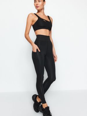 Pantaloni sport cu imagine reflectorizante Trendyol negru