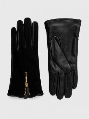 Rękawiczki skórzane Guess czarne