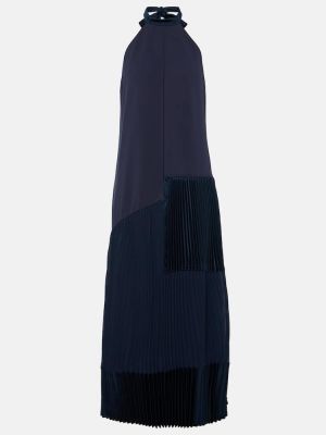 Vestido largo plisado de crepé Simkhai azul