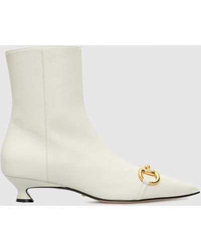 Белые кожаные ботинки Gucci