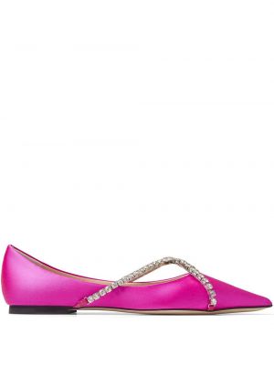 Ниски обувки с кристали Jimmy Choo розово