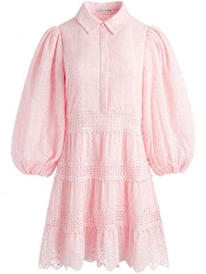 Mini šaty s knoflíky z polyesteru Alice + Olivia - růžová
