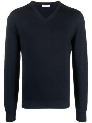 Вълнен пуловер с v-образно деколте Boglioli синьо