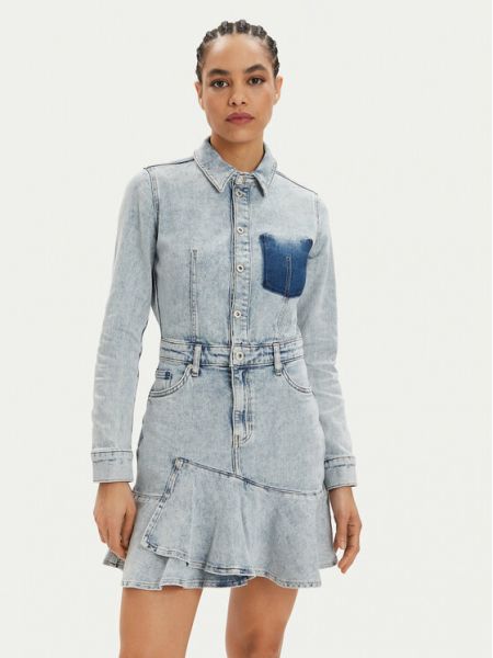 Priliehavé košeľové šaty Karl Lagerfeld Jeans modrá