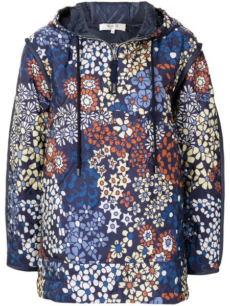 Chaqueta bomber de flores con capucha con estampado Sea azul