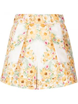 Kratke hlače s cvetličnim vzorcem s potiskom Maje rumena