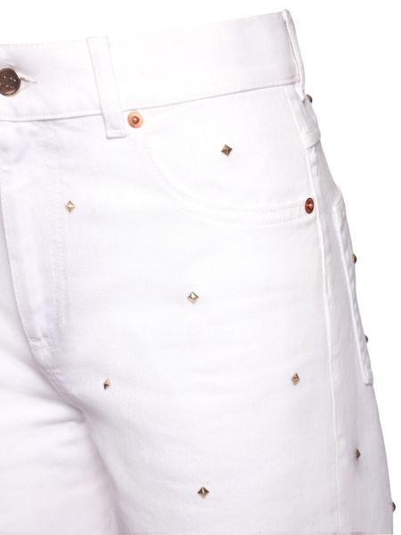 Voľné džínsy s vysokým pásom Valentino biela