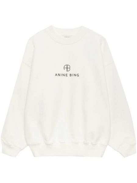 Dugi sweatshirt s okruglim izrezom Anine Bing bijela