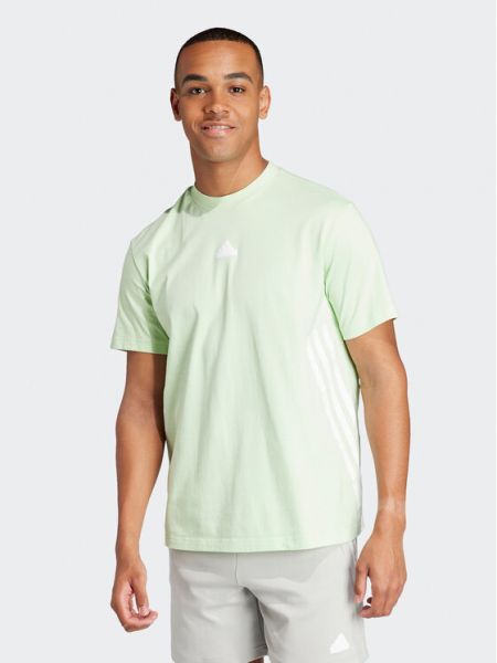 Tricou cu dungi cu croială lejeră Adidas verde