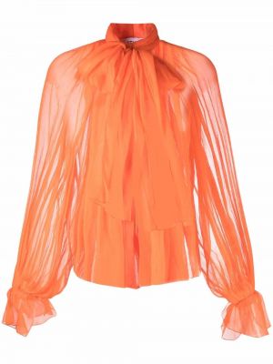 Prozorna svilena bluza z lokom Atu Body Couture oranžna