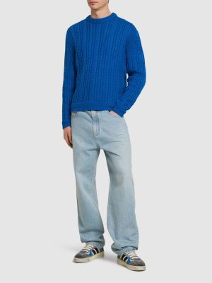 Suéter de algodón de cuello redondo Bally azul