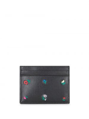 Květinová kožená peněženka Etro černá