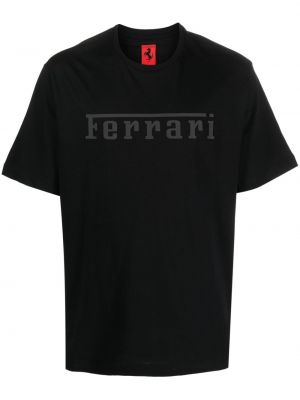 T-shirt en coton à imprimé Ferrari noir