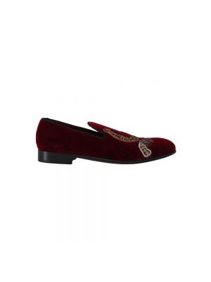 Welurowe aksamitne haftowane loafers Dolce And Gabbana