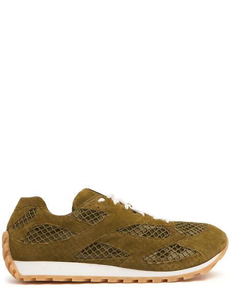 Mesh ruskind sneakers Bottega Veneta kaki