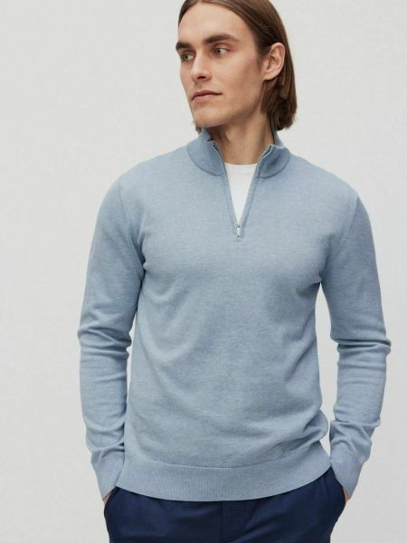 Вязаный свитер Menton halfzip Bläck, light blue mel