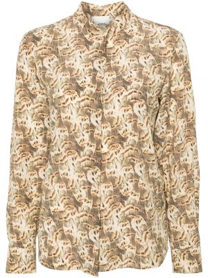 Bluza s potiskom z abstraktnimi vzorci Isabel Marant bež