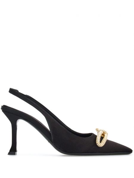Асиметрични полуотворени обувки с панделка с отворена пета Ferragamo черно