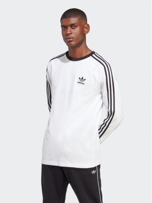 Longsleeve bawełniana w paski z długim rękawem Adidas Originals biała