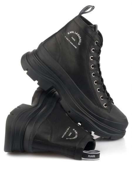 Černé krajkové kotníkové boty Karl Lagerfeld