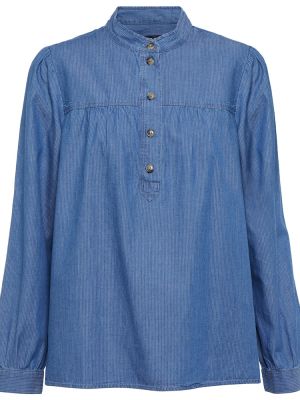 Bluzka bawełniane z długim rękawem A.p.c. - niebieski