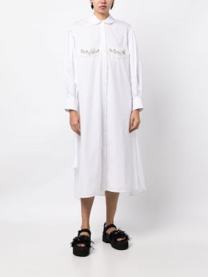 Sukienka koszulowa bawełniana z kryształkami Simone Rocha biała