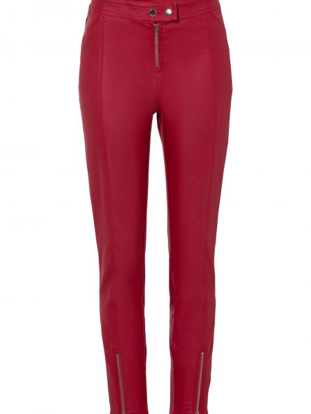 Viskózové kožené kalhoty Bonprix - červená