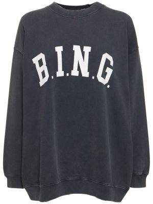 Bluza bawełniana z nadrukiem Anine Bing czarna