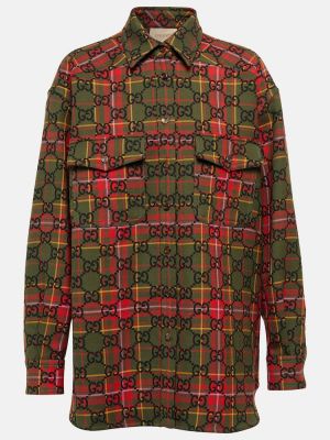 Camicia di lana a quadri Gucci