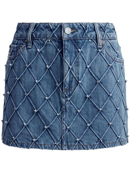 Prešívaná džínsová sukňa Alice + Olivia modrá