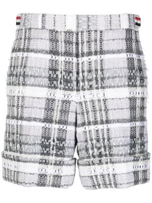 Pantaloncini a quadri in tweed Thom Browne grigio