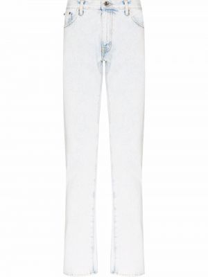 Mustriline triibuline slim fit kitsa lõikega teksapüksid Off-white