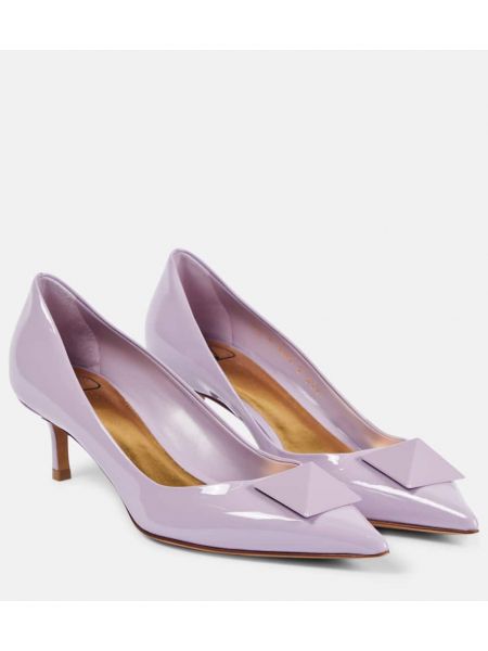 Pantofi cu toc din piele de lac Valentino Garavani violet