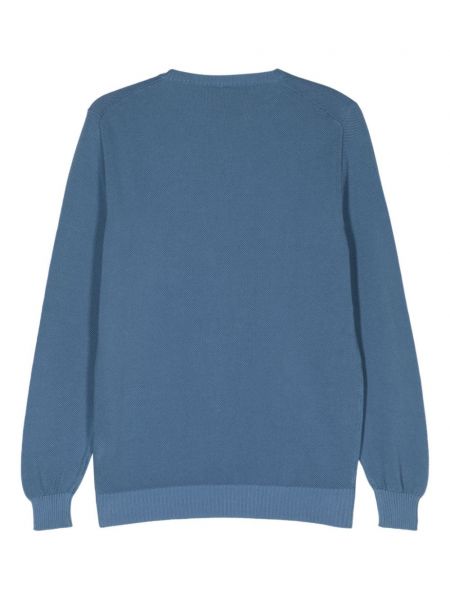 Kokvilnas džemperis ar apaļu kakla izgriezumu Fedeli zils