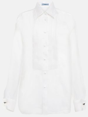 Μεταξωτό πουκάμισο με διαφανεια Prada λευκό