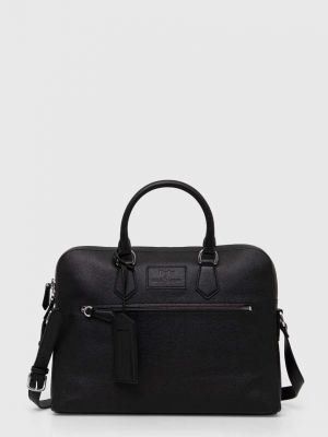 Usnjena torba za prenosnik Polo Ralph Lauren črna