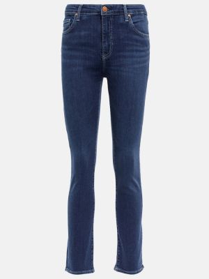 Skinny fit džinsai aukštu liemeniu slim fit Ag Jeans mėlyna