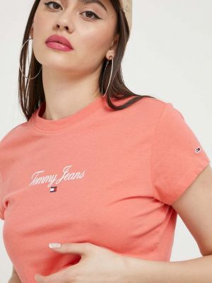 Тениска Tommy Jeans оранжево