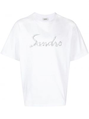 Тениска с принт от джърси Sandro бяло
