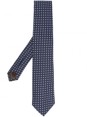Jedwabny krawat z nadrukiem Churchs niebieski