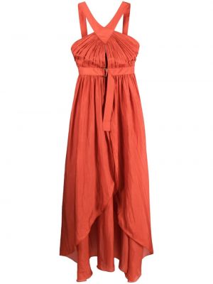 Плисирана вечерна рокля без ръкави Alberta Ferretti оранжево