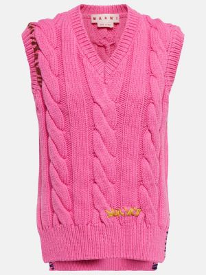 Chaleco de lana de punto con trenzado Marni rosa