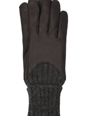 Серые кожаные перчатки Agnelle