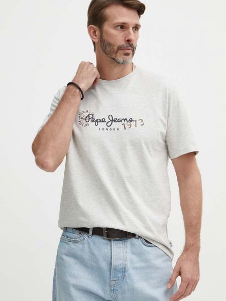 Koszulka z nadrukiem Pepe Jeans szara