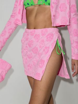 Falda de flores con estampado Frankies Bikinis rosa