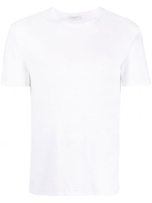 Lněné tričko Sandro bílé