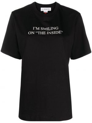 T-shirt avec imprimé slogan en coton à imprimé Victoria Beckham noir