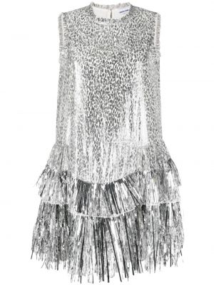 Žakardinis suknele kokteiline leopardinis Rabanne sidabrinė